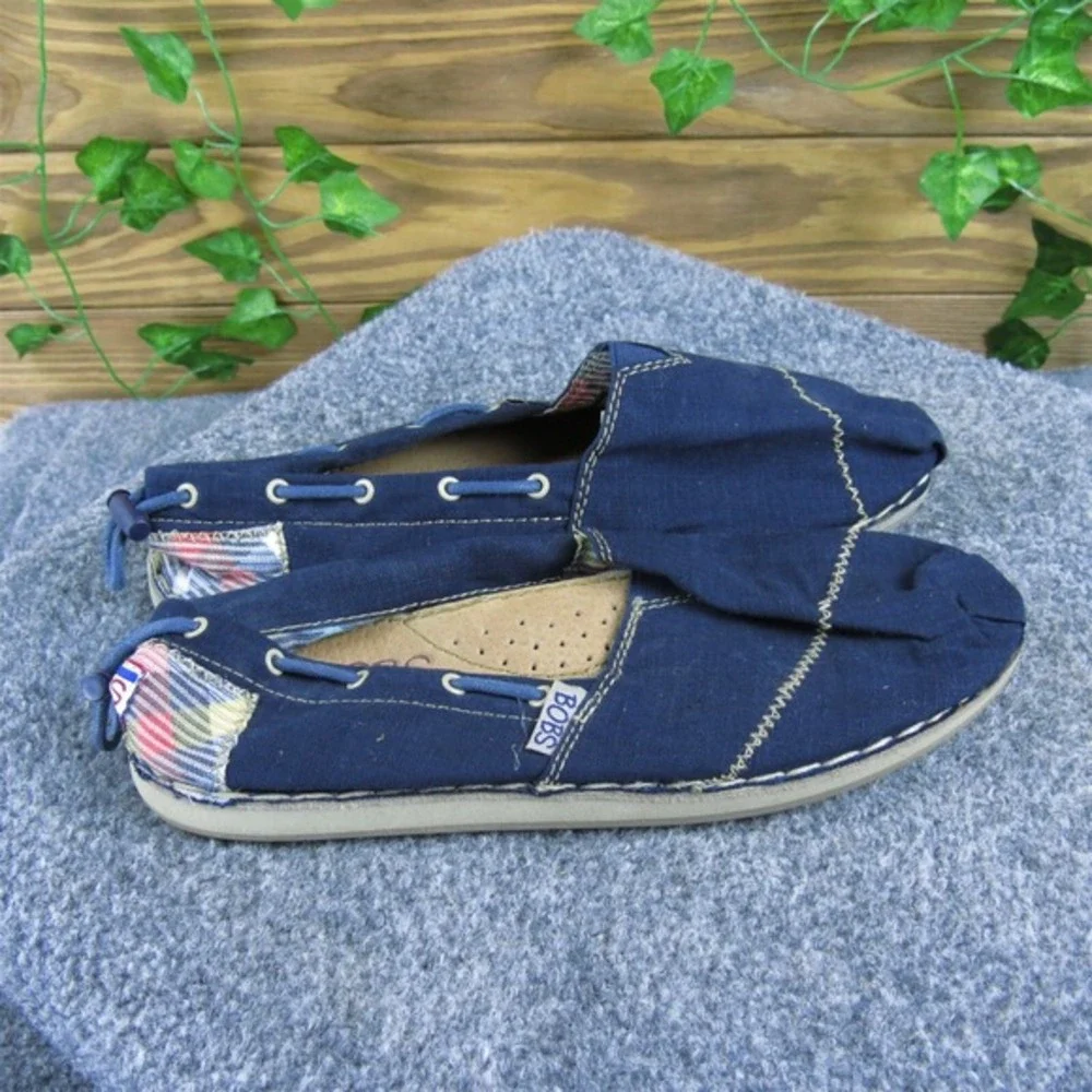 Bobs By Skechers‎ Women's  Flat Blue Fabric Sz 6.5 Medium  Used 2025
